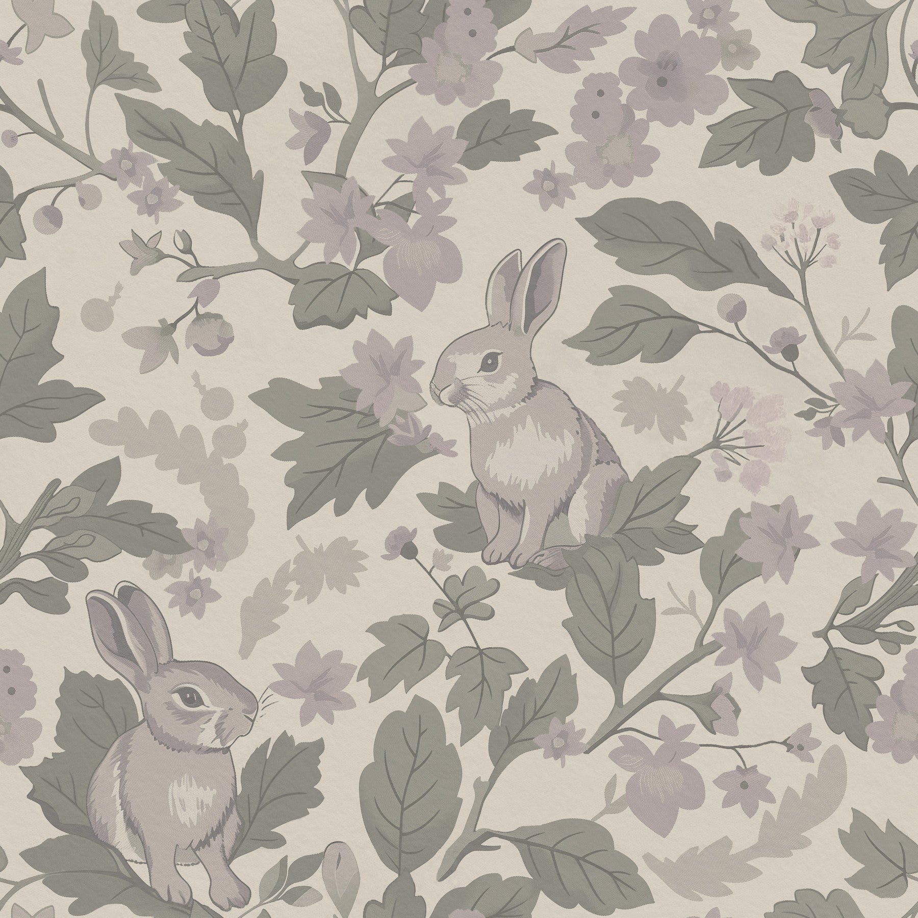 Woodland Garden – Dusty Lavender Wallpaper⁠ in your room — zoomed