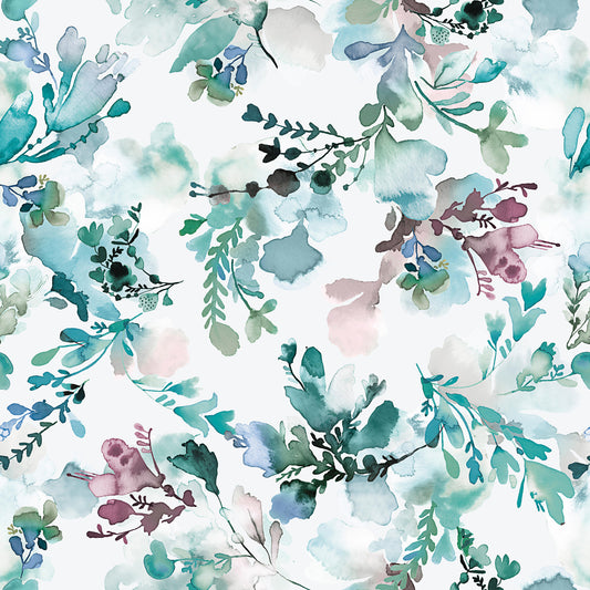Papel pintado de flores de acuarela estilo chinoiserie