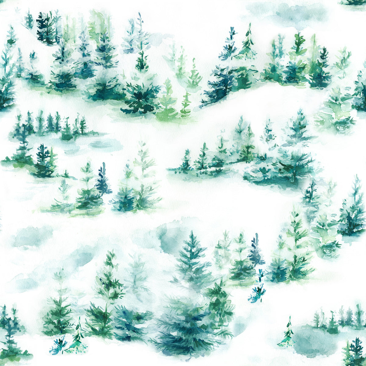 Classic Snow Trees Vintage Green Wallpaper⁠ in your room