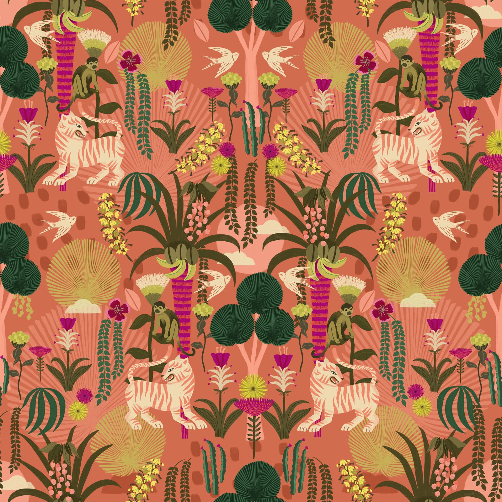 Tropical Tiger Garden Wallpaper⁠