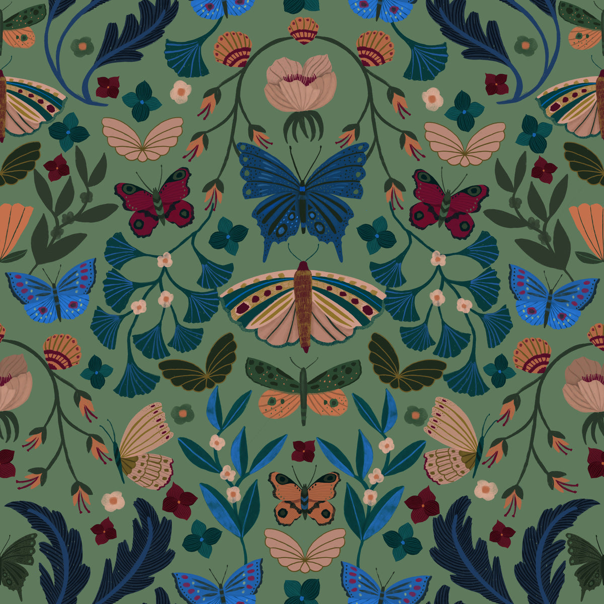 Flagrende blomster tapet⁠ in your room — zoomed
