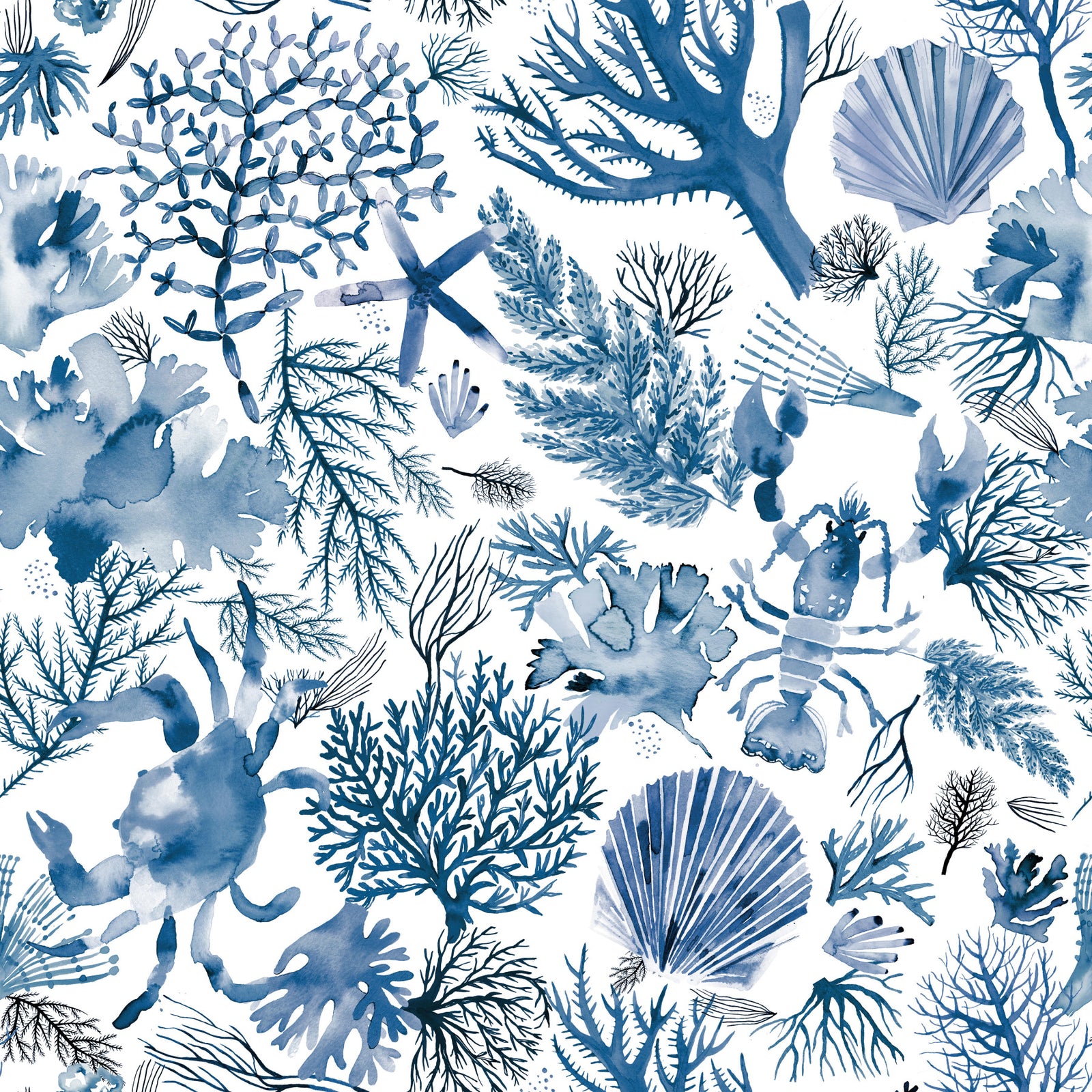 Coraux Reef Sea Marine Coastal Indigo Blue Wallpaper⁠