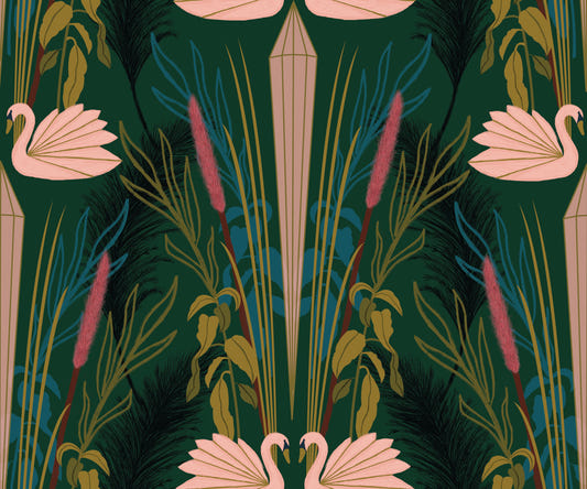 Deco Swans Wallpaper⁠