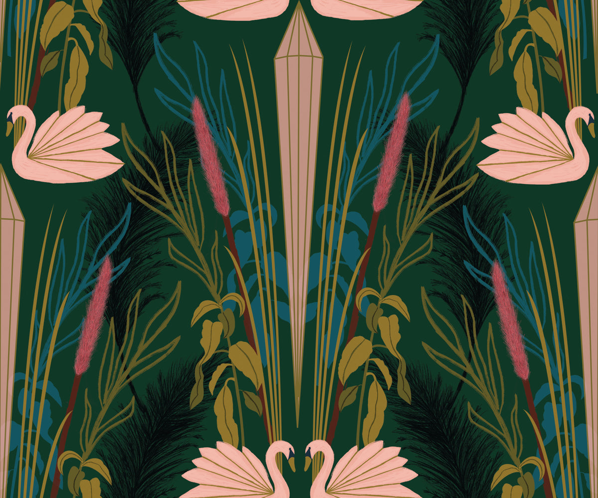 Deco Swans Wallpaper⁠