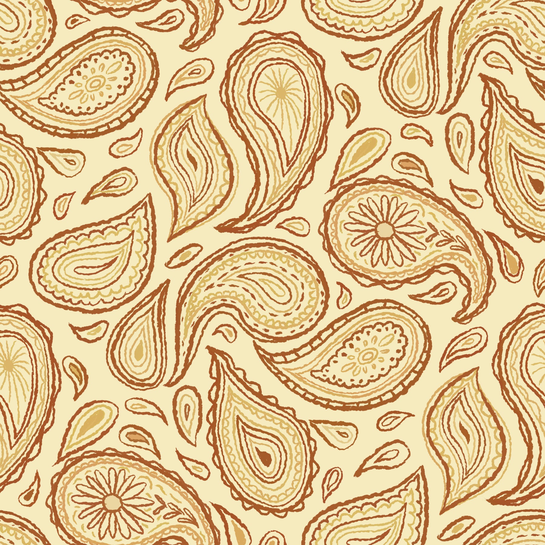 Autumn Paisley - Warm Wallpaper⁠ in your room — zoomed