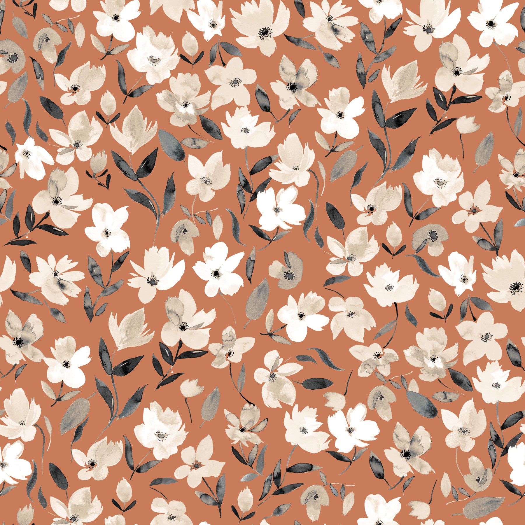 Fleurs fraîches Terracotta Rustique Copper Wallpaper⁠ in your room — zoomed