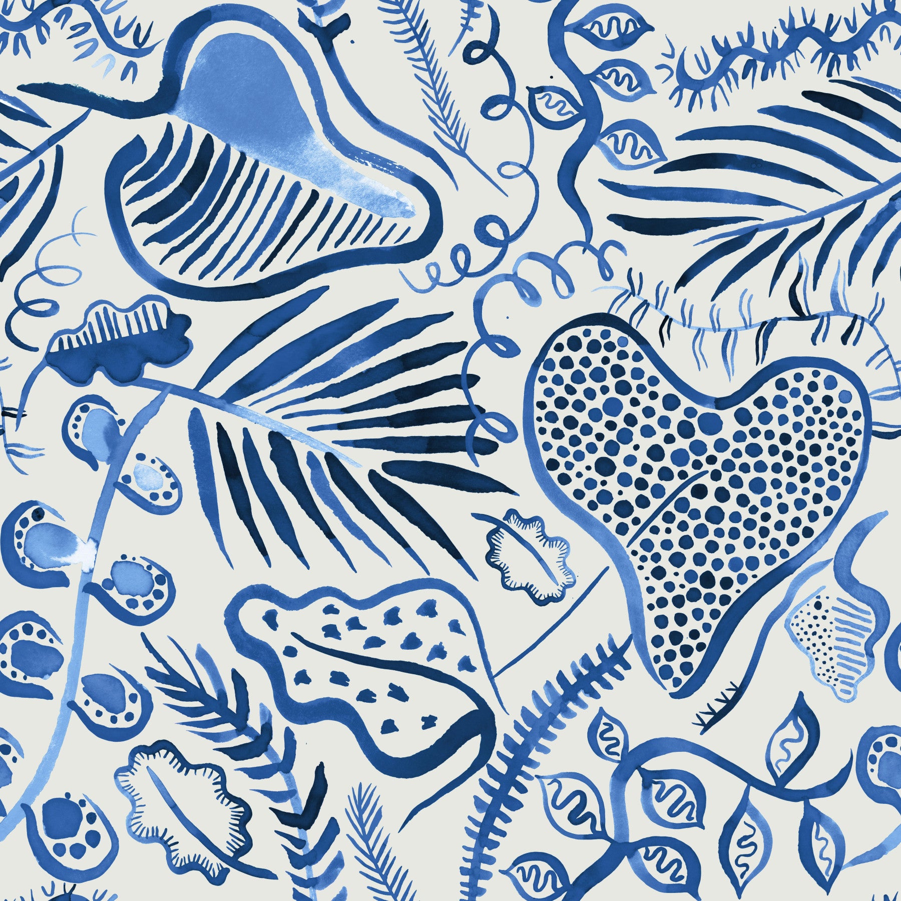 Dschungel tropische Waldblätter Blau Tapete⁠