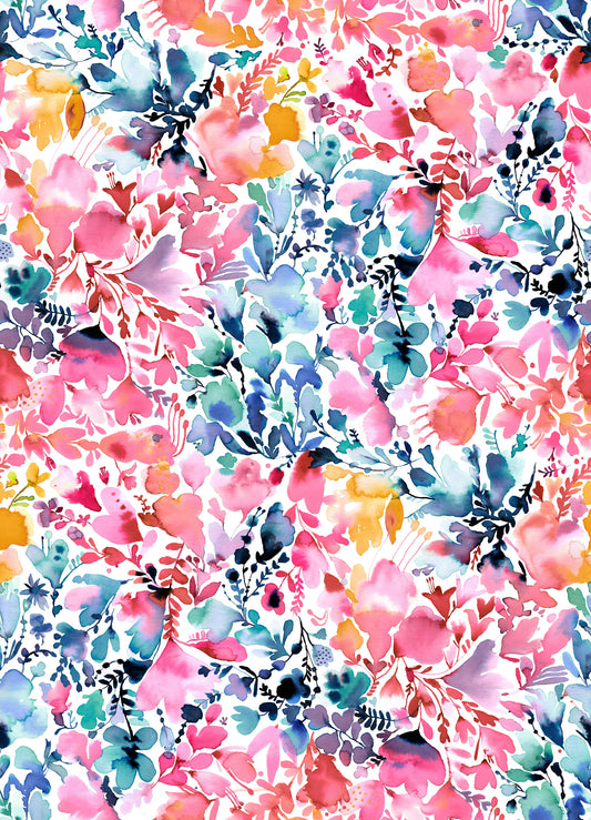 Aquarell -Künstlerblumen mehrfarbig Tapete⁠