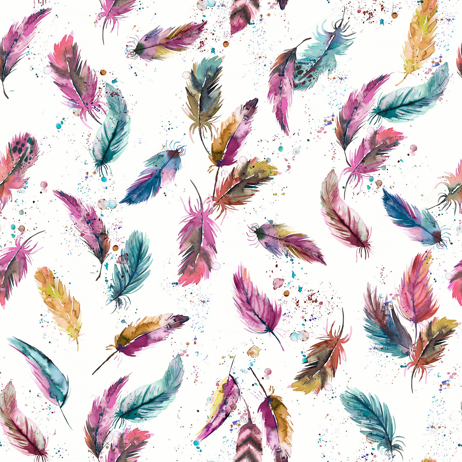 Aquarellfedern Multicolor Tapete⁠