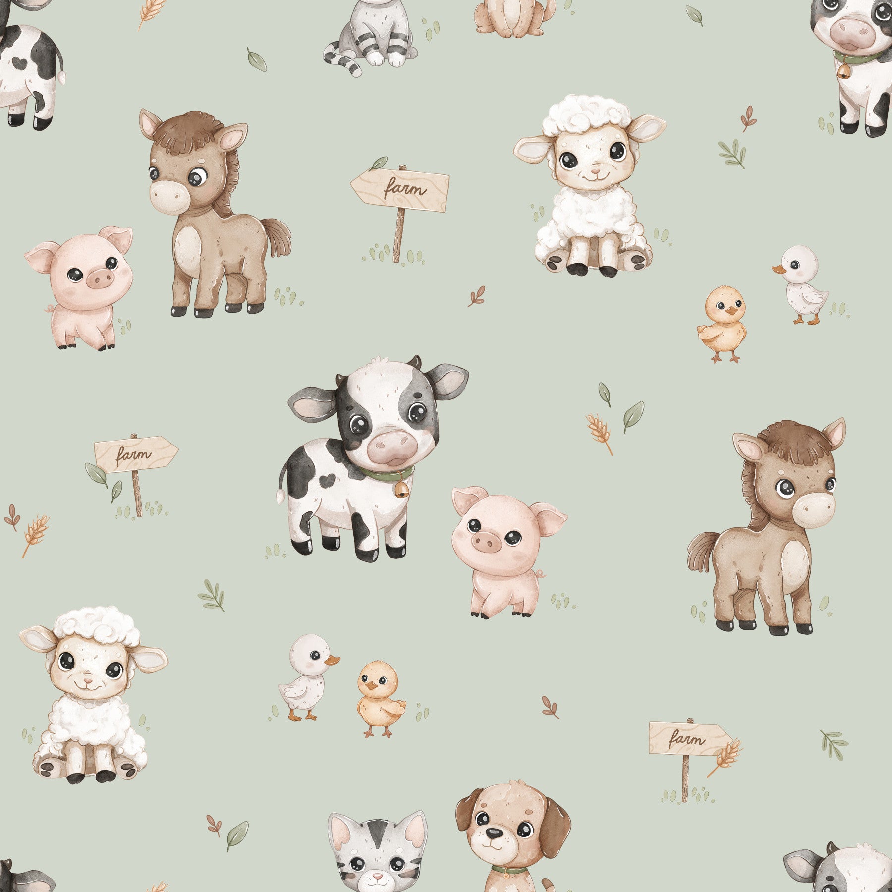 Happy FarmTime - Mint Wallpaper⁠