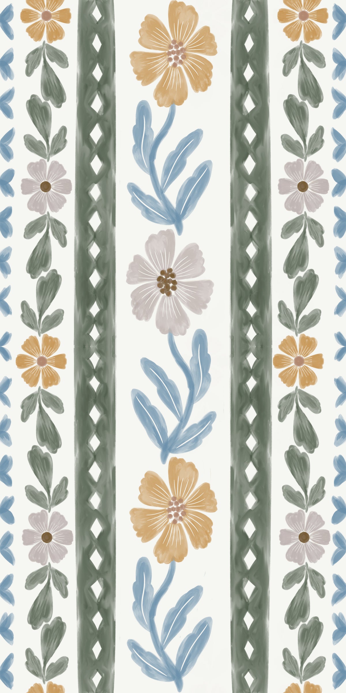 Blush and Blue Botanical Wallpaper⁠ in your room