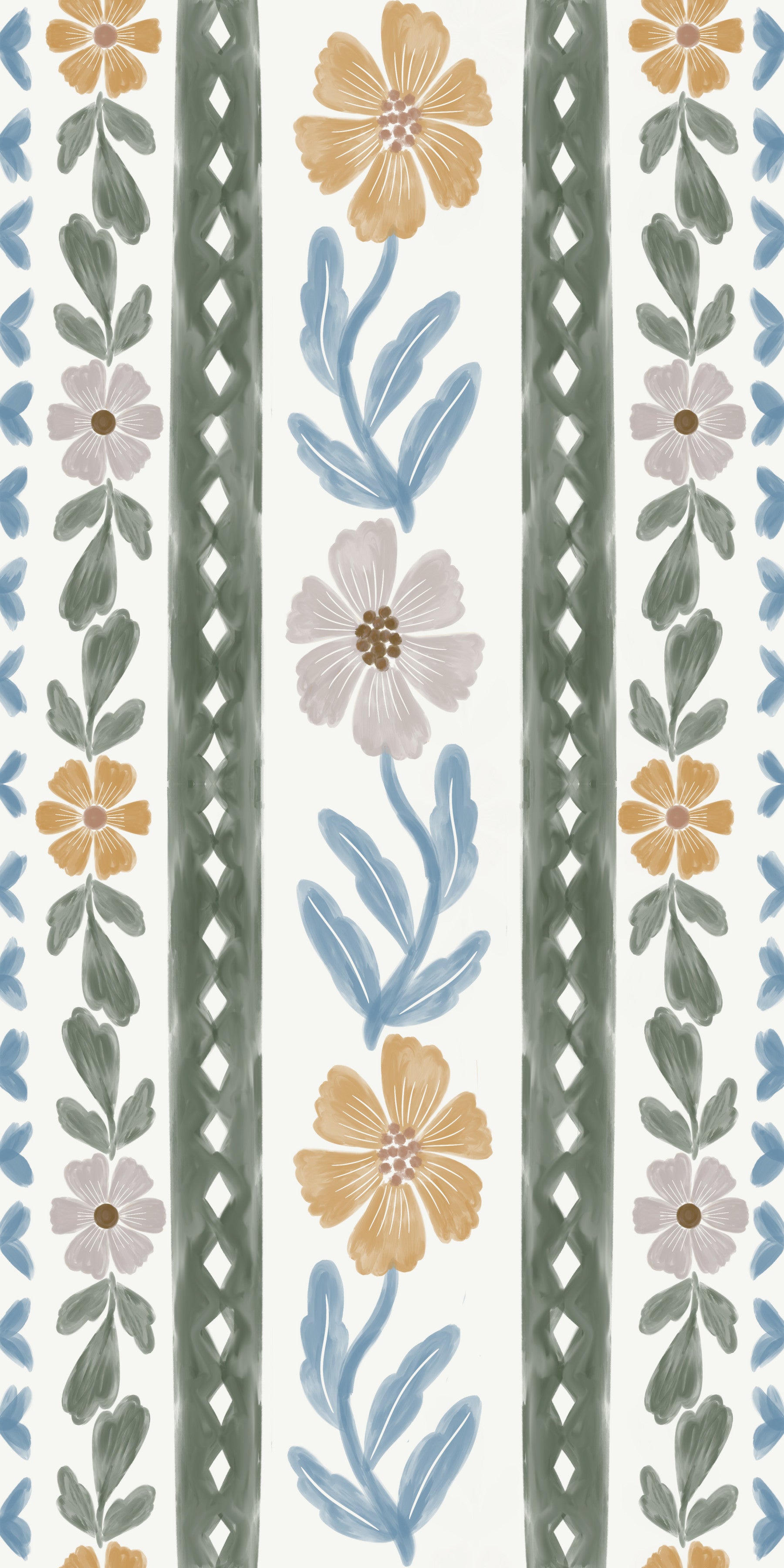 Erröten und blaue botanische Tapete⁠
