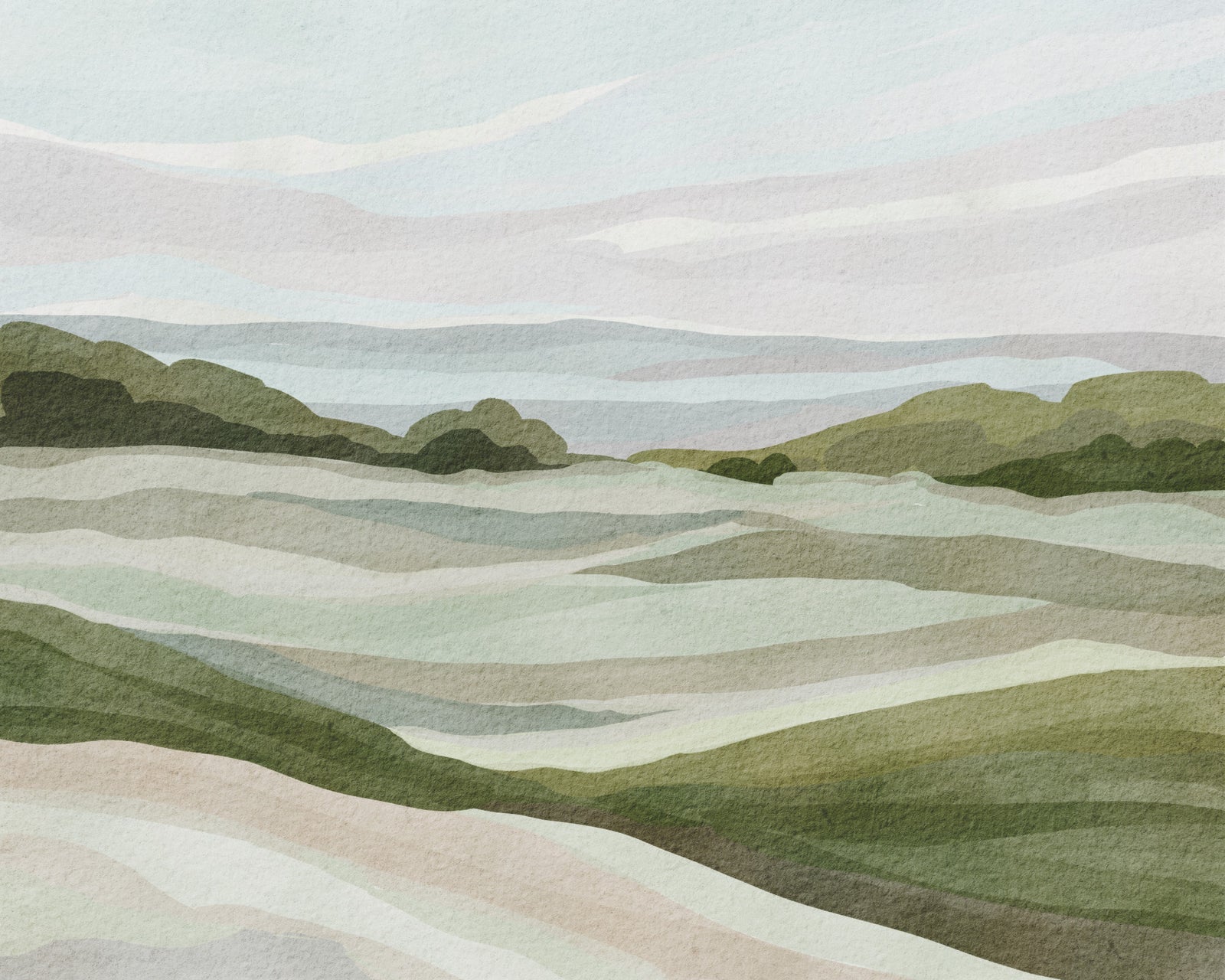 Green Whispering Hills Wall Mural