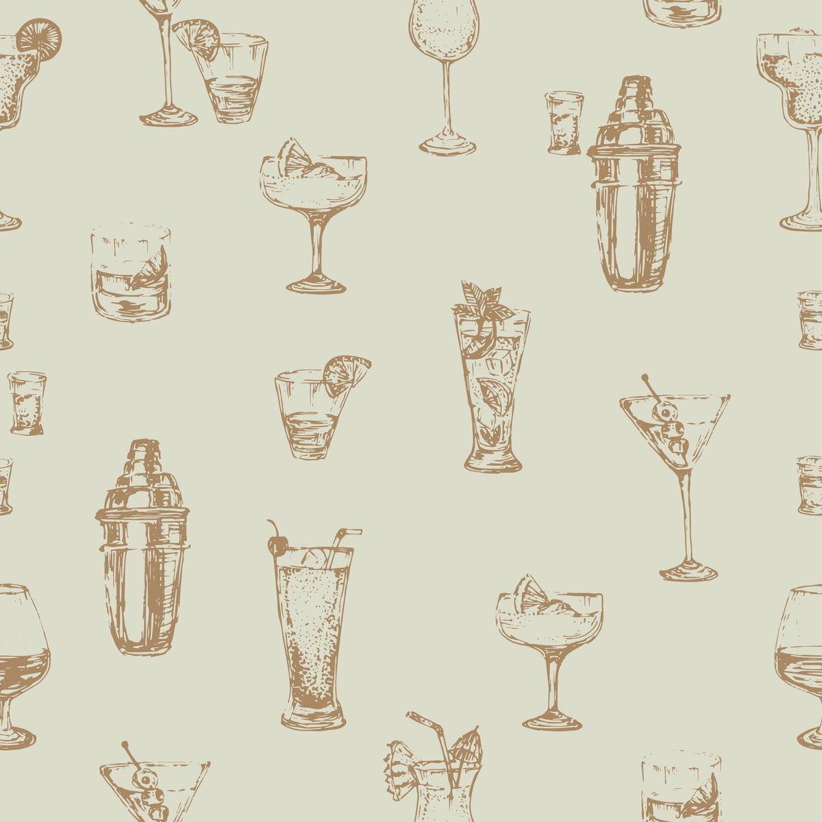 Vintage cocktails tapet⁠ in your room