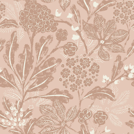 Textured Terracotta Blooms Wallpaper⁠