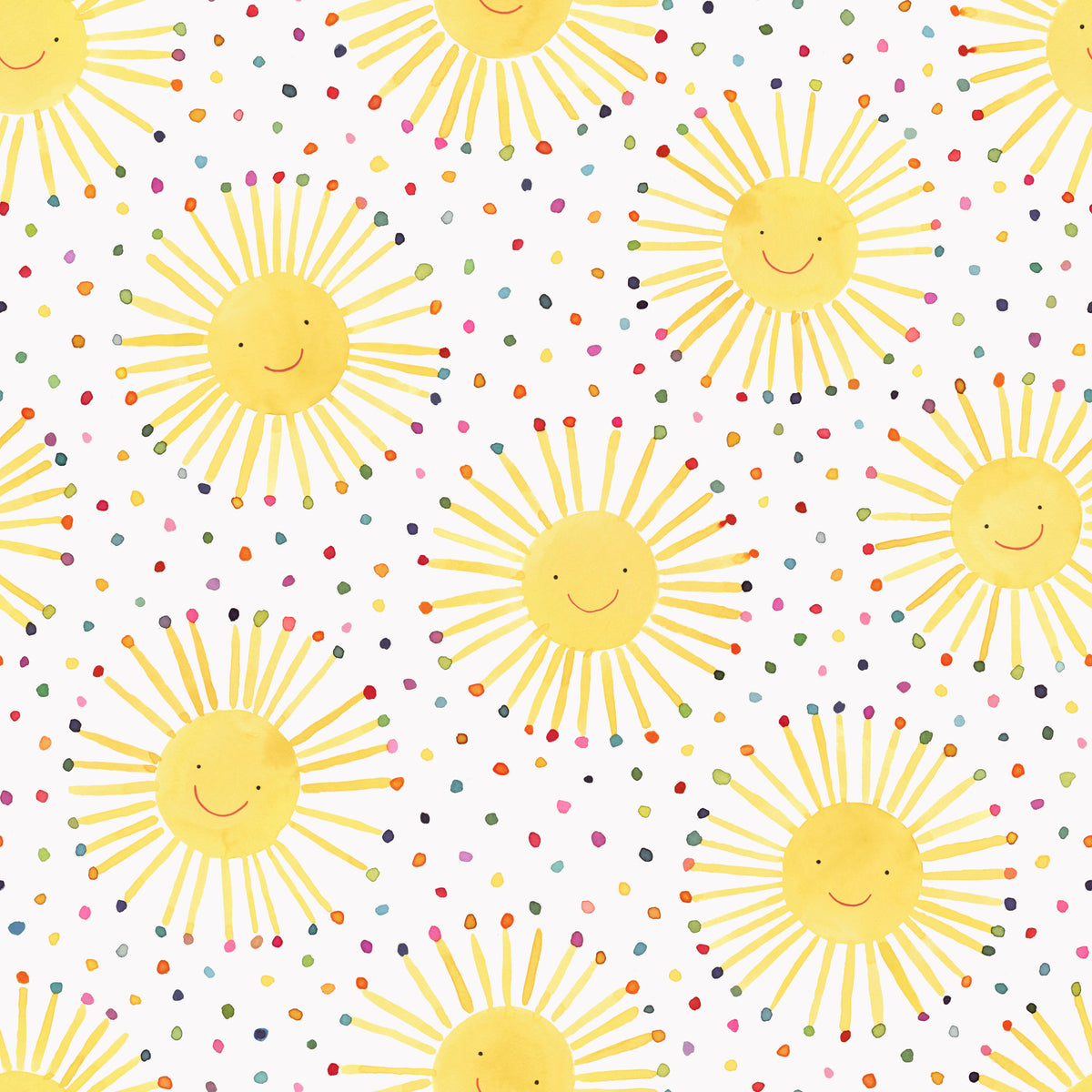 Süße Suns Smiley Scandinavian Nursery Wallpaper⁠ in your room — zoomed