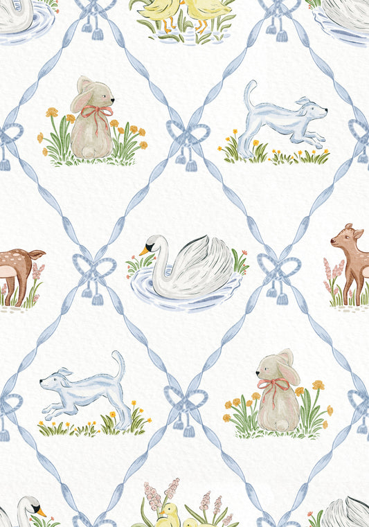 Blå band Meadow Wallpaper⁠