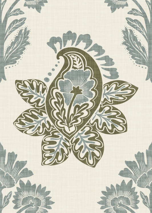 Subtle Botanical Paisley Wallpaper⁠