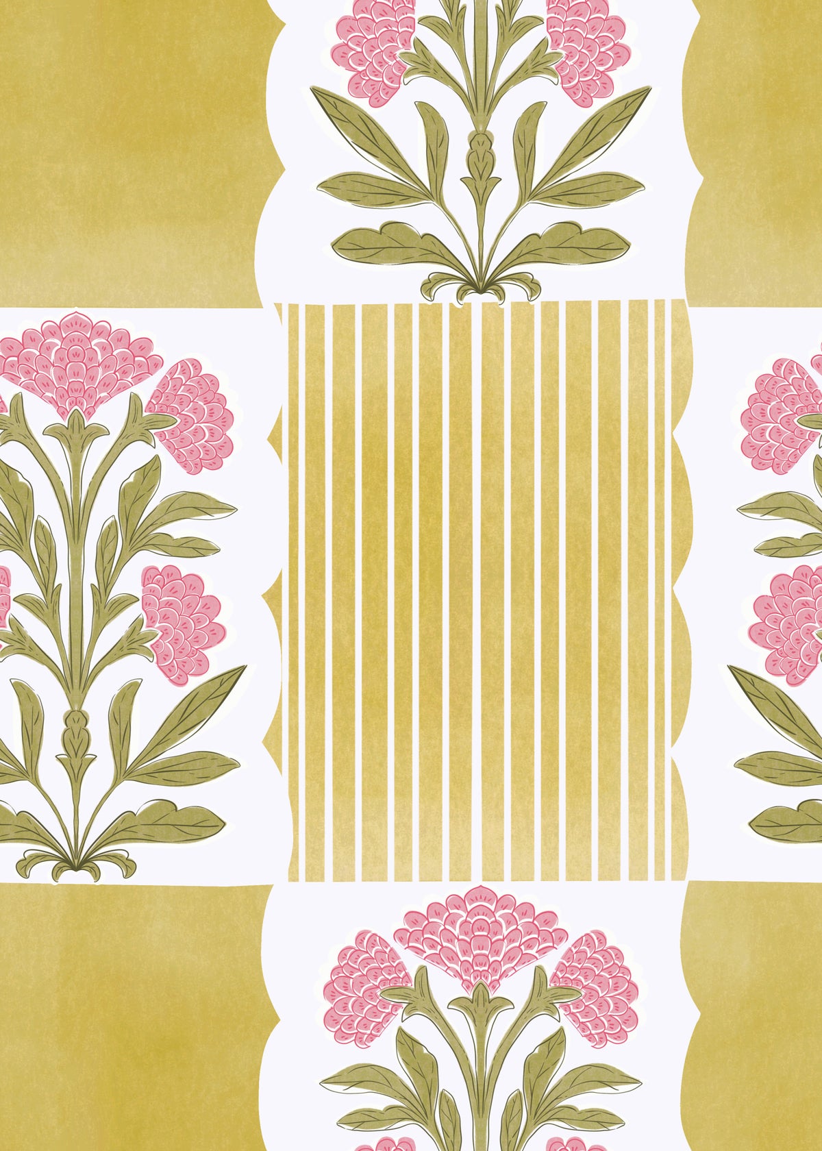 Subtila ränder och blommor tapeter⁠ in your room — zoomed