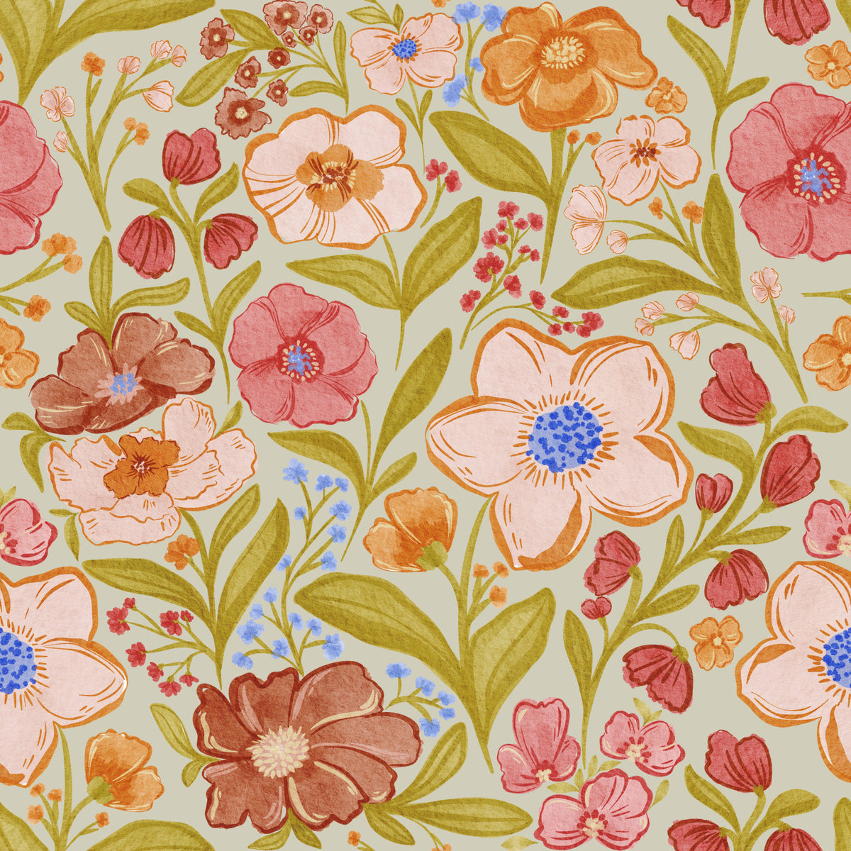 Watercolor Wildflower Meadow Wallpaper⁠ in your room
