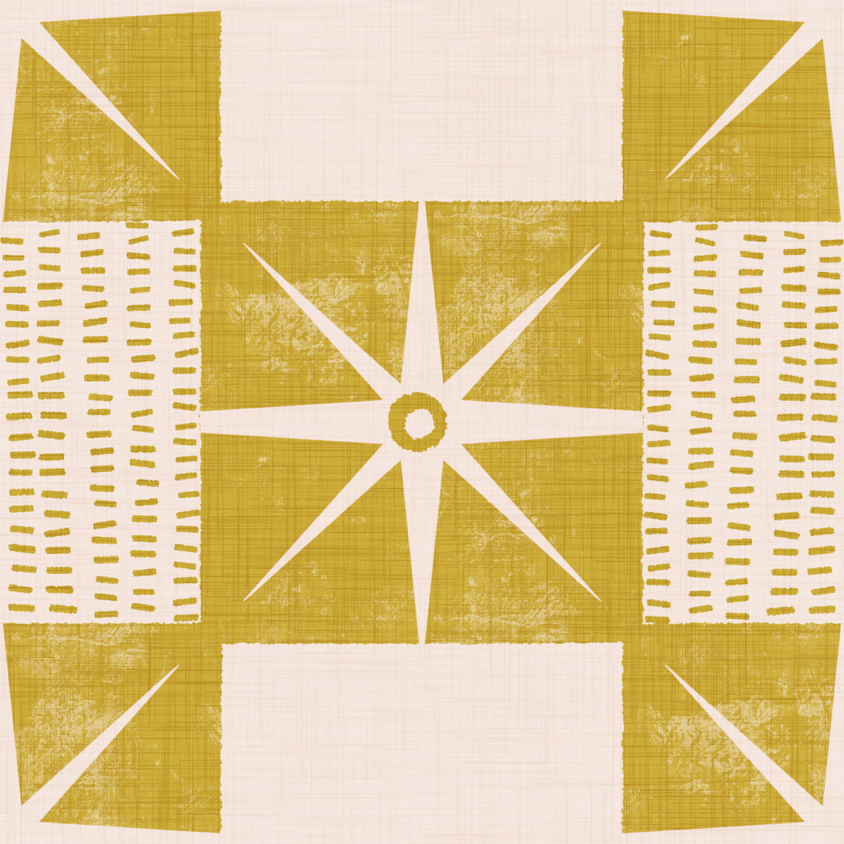 Blocco trapunta retrò Starburst - Minimalista Mustard Mustard Giallo Sfondo giallo⁠ in your room — zoomed