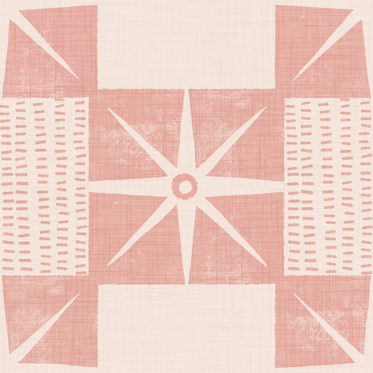 Retro Starburst Quilt Block - Minimalistisch Mid Century Pink Wallpaper⁠ in your room