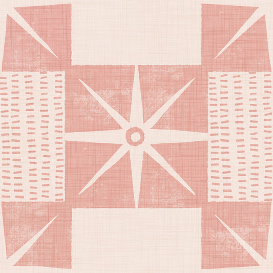 Bloc de courtepointe rétro Starburst - Fond d'écran rose minimaliste du milieu du siècle⁠