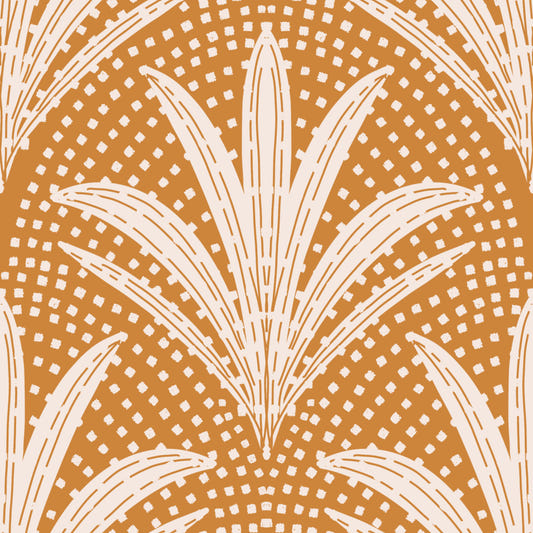 Boho Rustic Palm Radiance Caramel Brown Wallpaper⁠