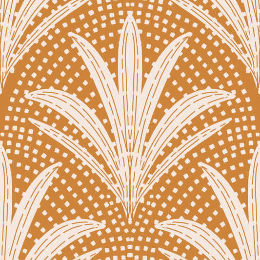 Boho Rustic Palm Radiance Caramel Brown Tapeta⁠