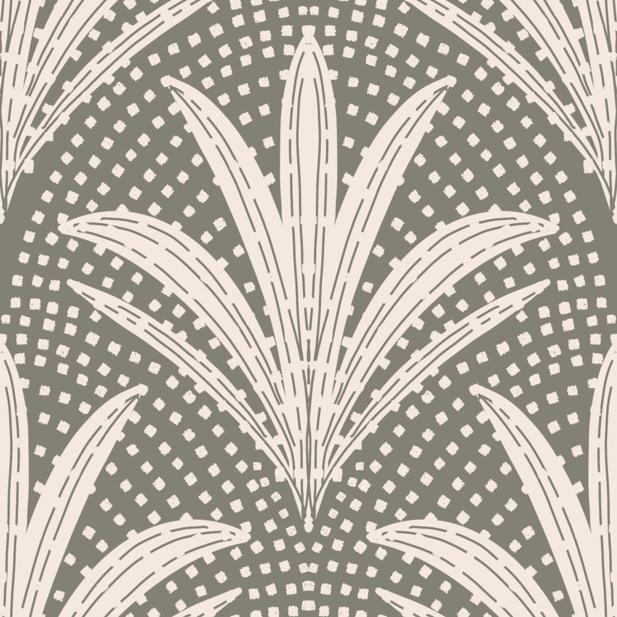 Boho rustikale Palmenstrahlung gedämpfte graue Tapete⁠ in your room — zoomed