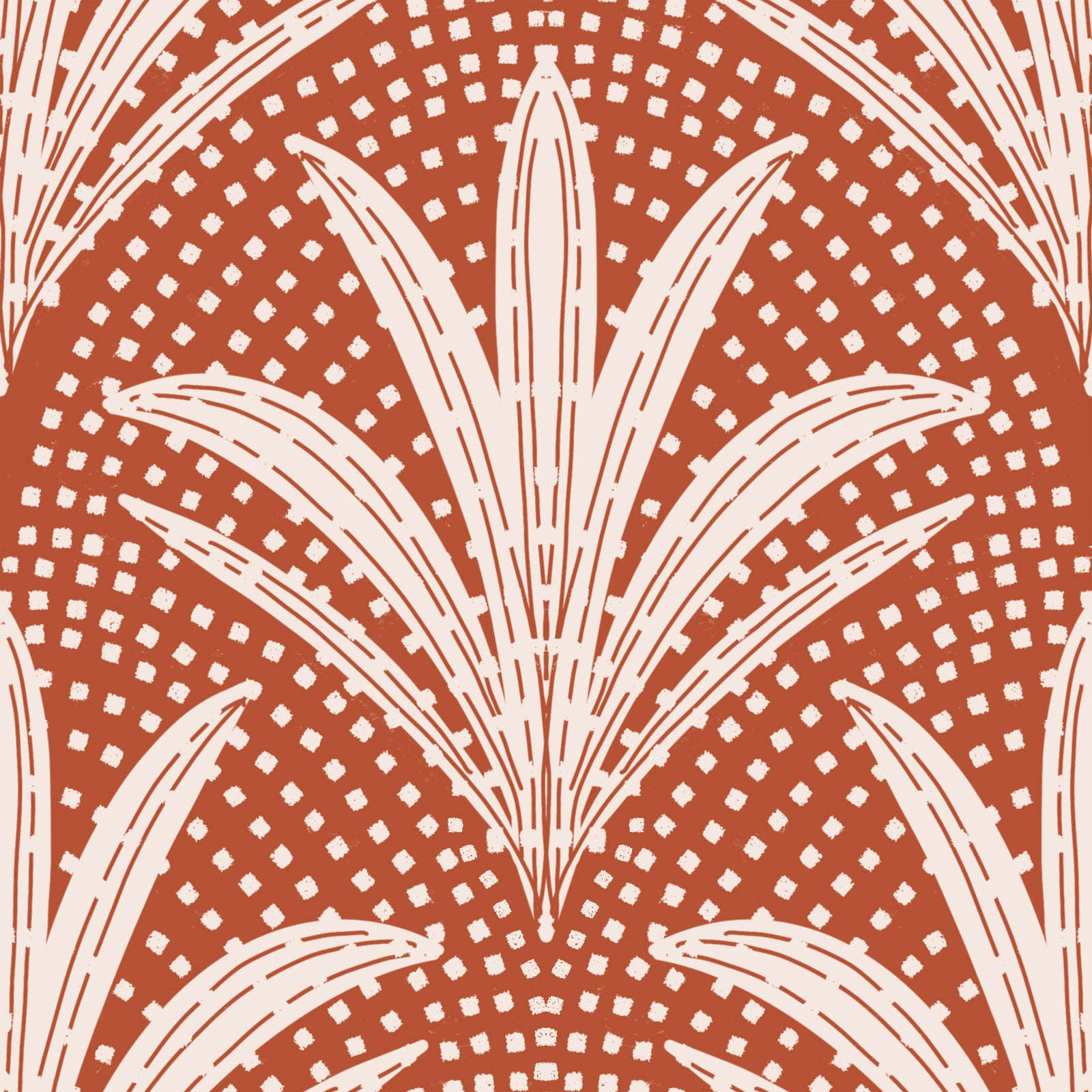Boho Rustic Palm Radiance Terracotta Wallpaper⁠