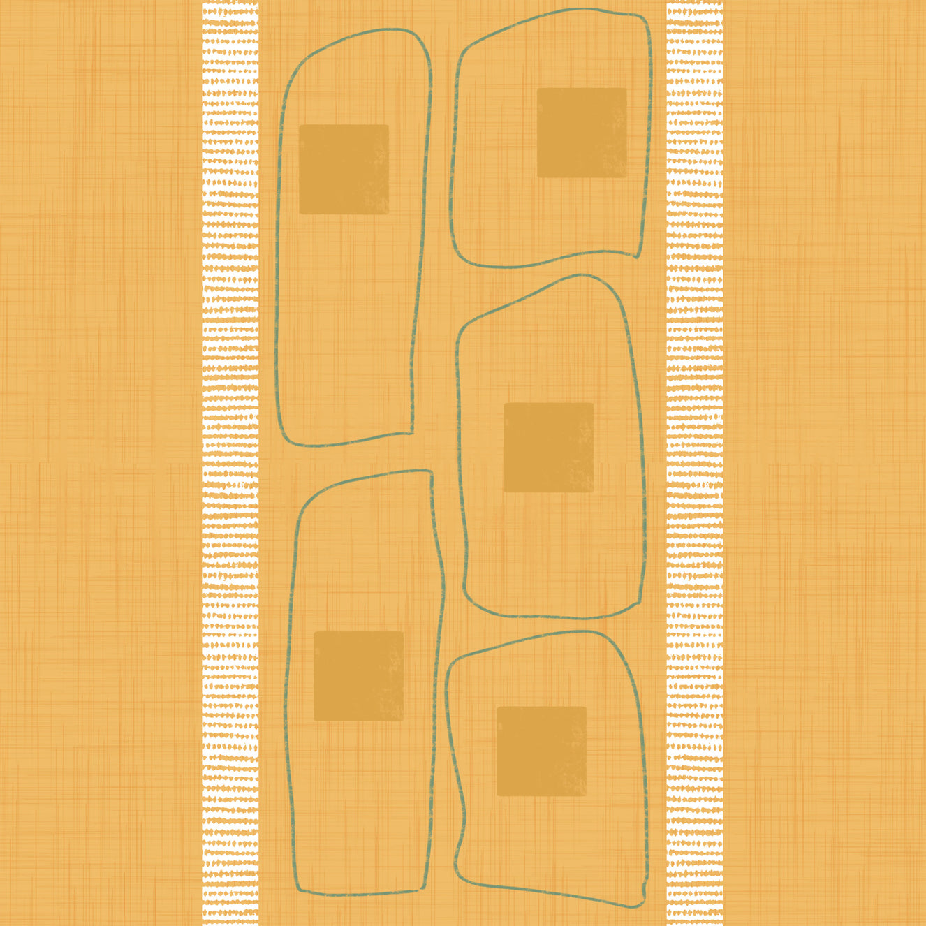 Japandi Frame Lines Golden Ochre  Wallpaper⁠