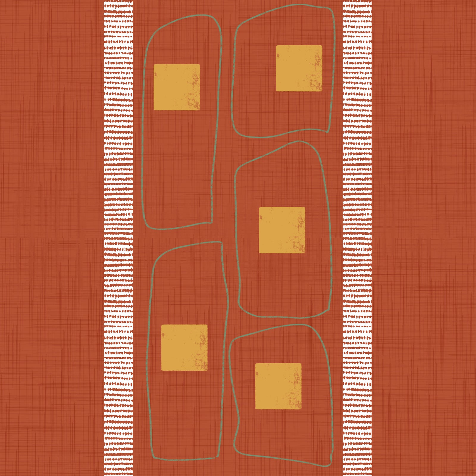 Japandi Frame Lines Terracotta  Wallpaper⁠