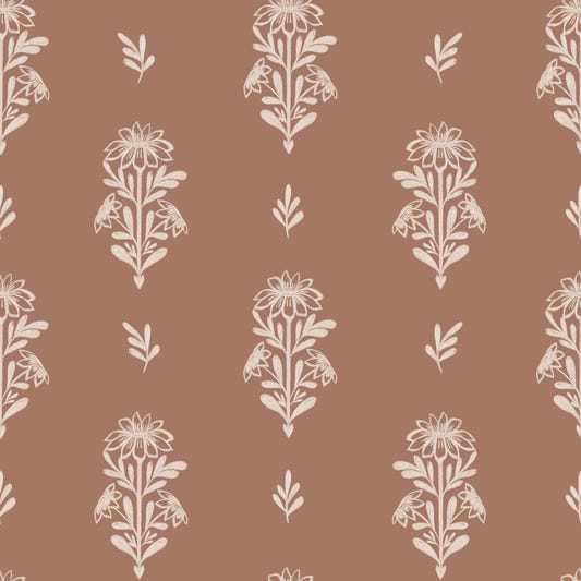 Subtil terracotta blomster tapet⁠