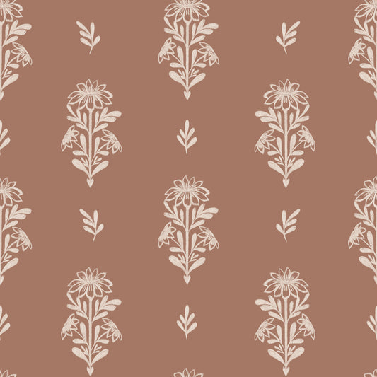 Fond d'écran floral subtil en terre cuite⁠