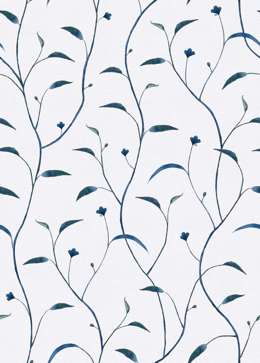 Sprout & Vine - Indigo + Green Wallpaper⁠