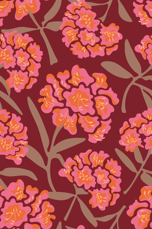 Rhododendrons Retro floralrosa Mokka Mousse Wein Red Tapete⁠