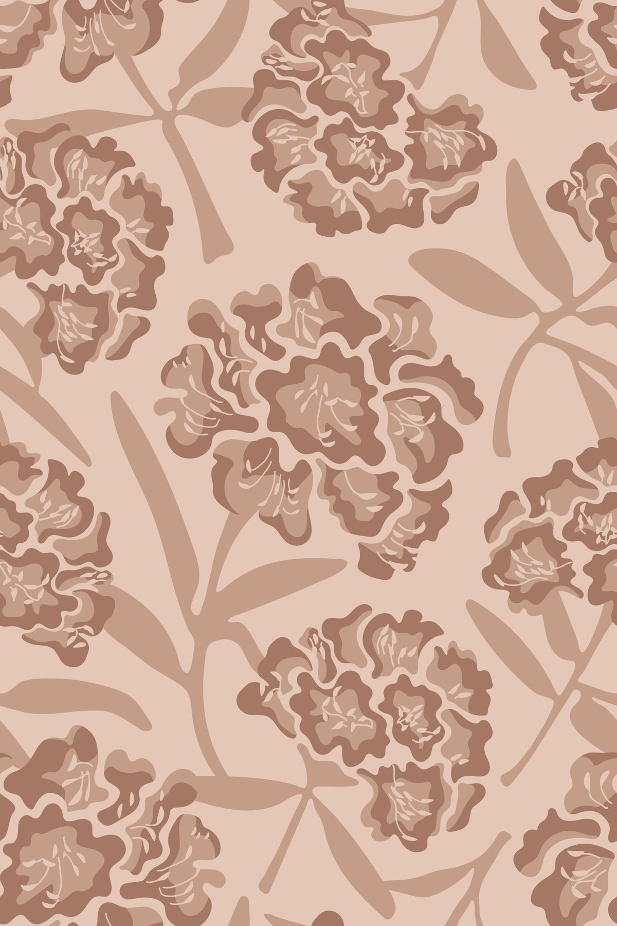 Rhododendrons rétro floral mocha mousse beige crème bronzée fond d'écran⁠ in your room — zoomed
