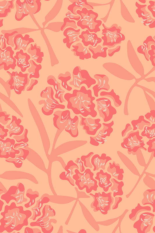 Rhododendren Retro Blumenkorallen Orange Pfirsich Wallpaper⁠