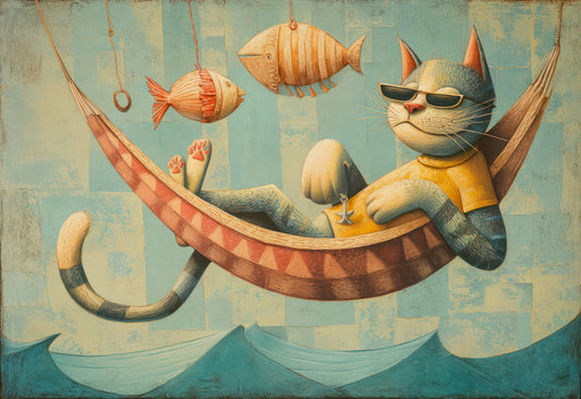 The Cat's Seaside Siesta Wall Mural