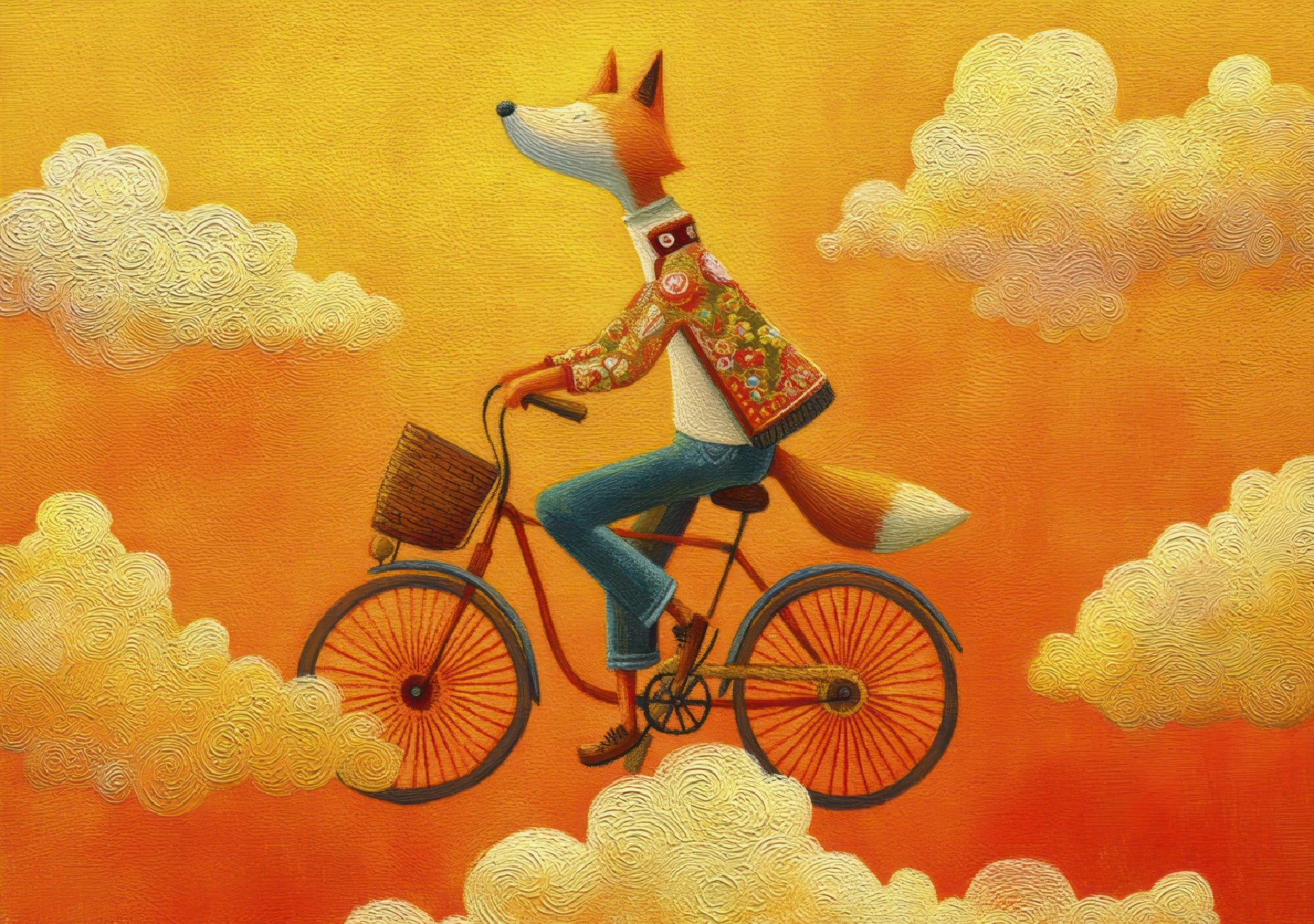 Fox's Aerial Adventure Wall Mural in your room — zoomed