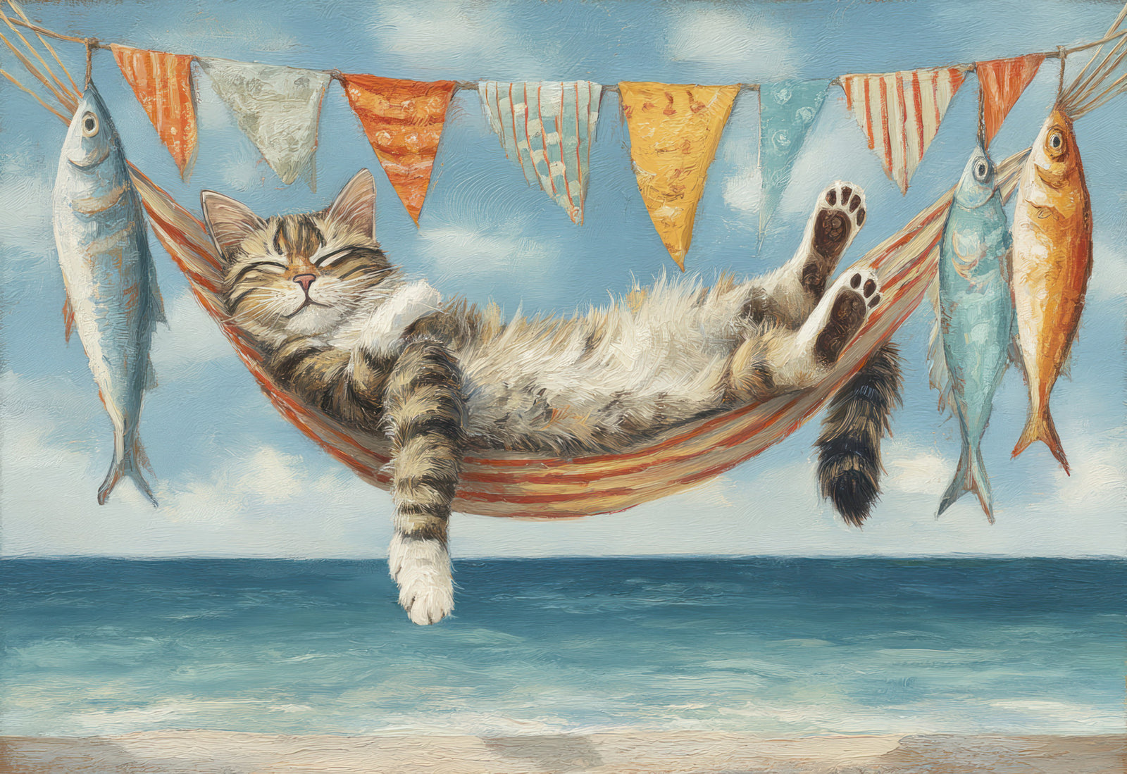 Feline Seaside Serenity Wall Mural