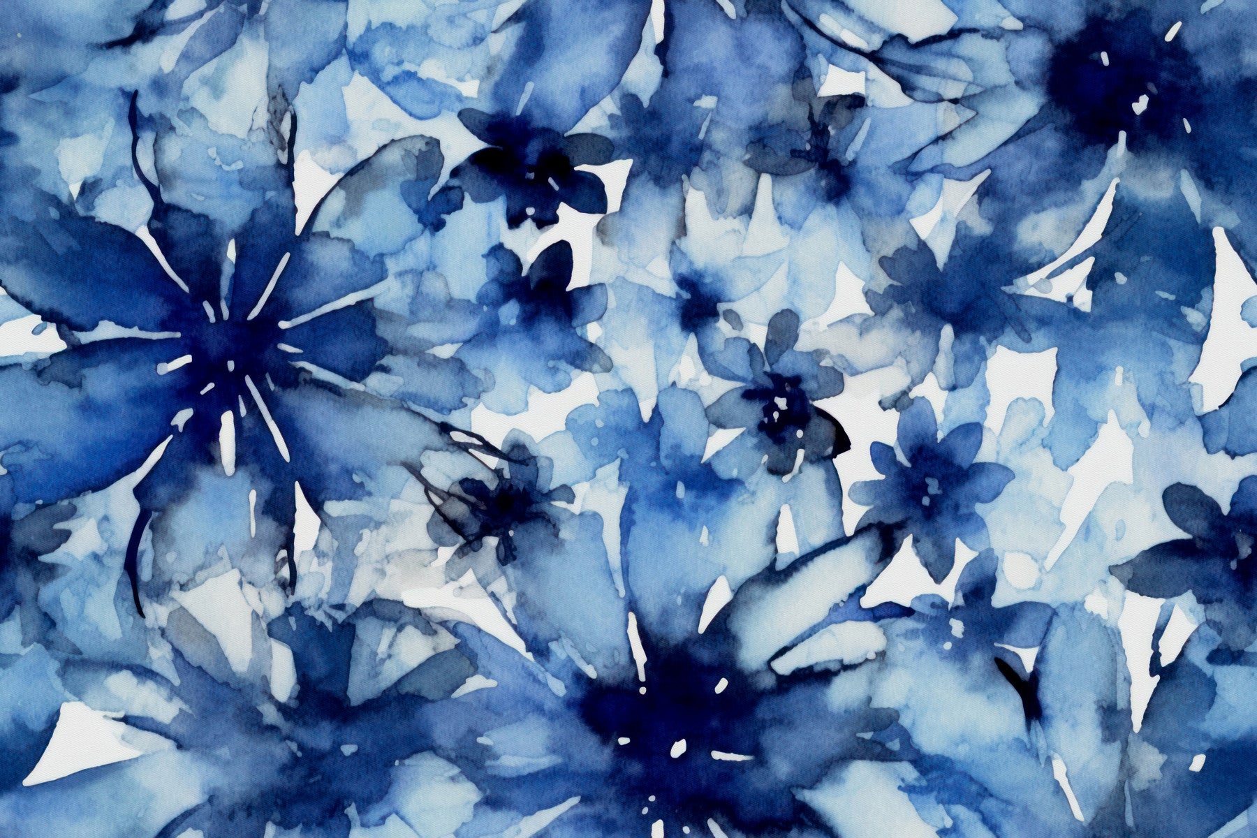 Indigo Bloom Wall Seinämaalaus in your room — zoomed