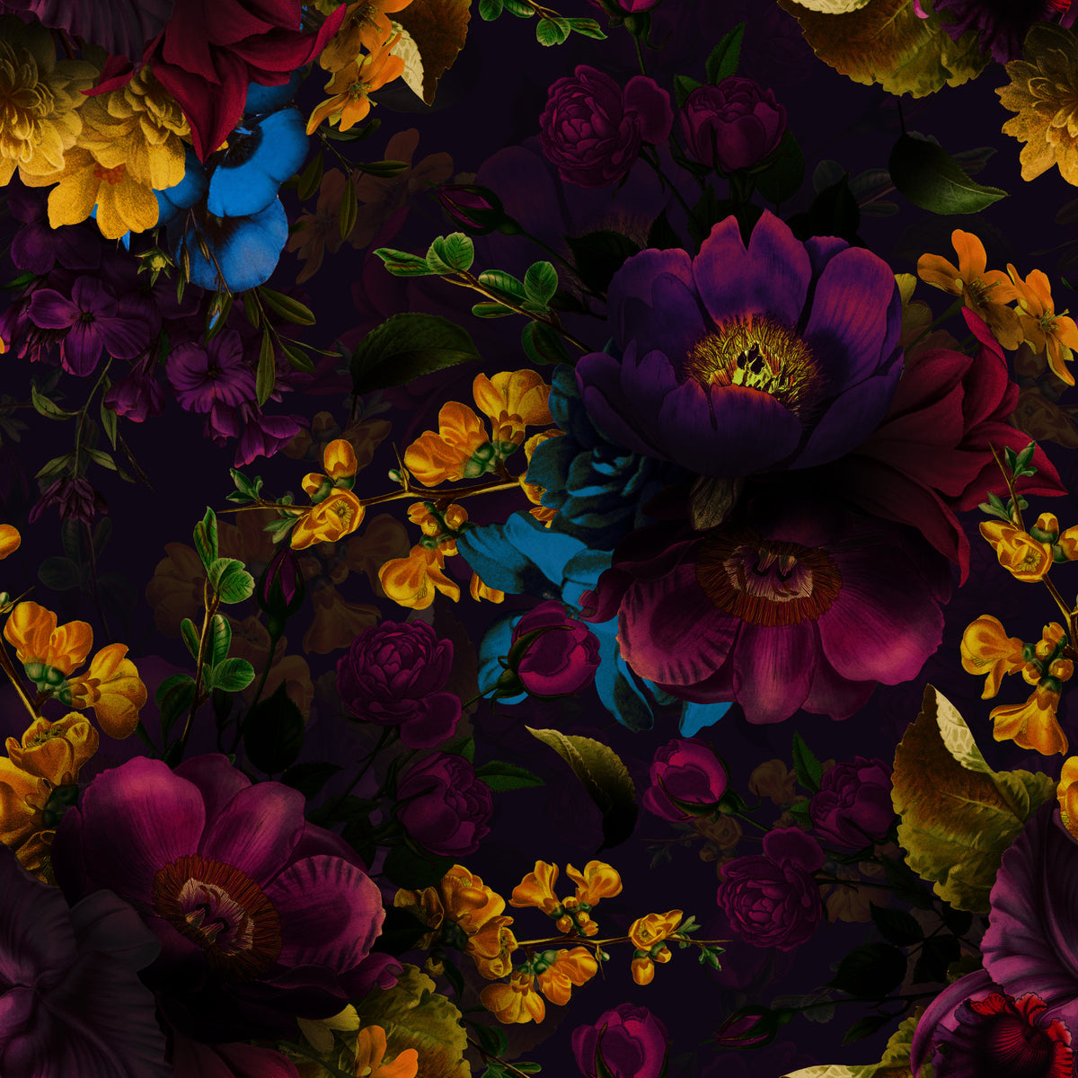 Grandmillennial Dramatic Glamour Heritage Gothic Dark Moody Florals 10 Wallpaper⁠ in your room — zoomed