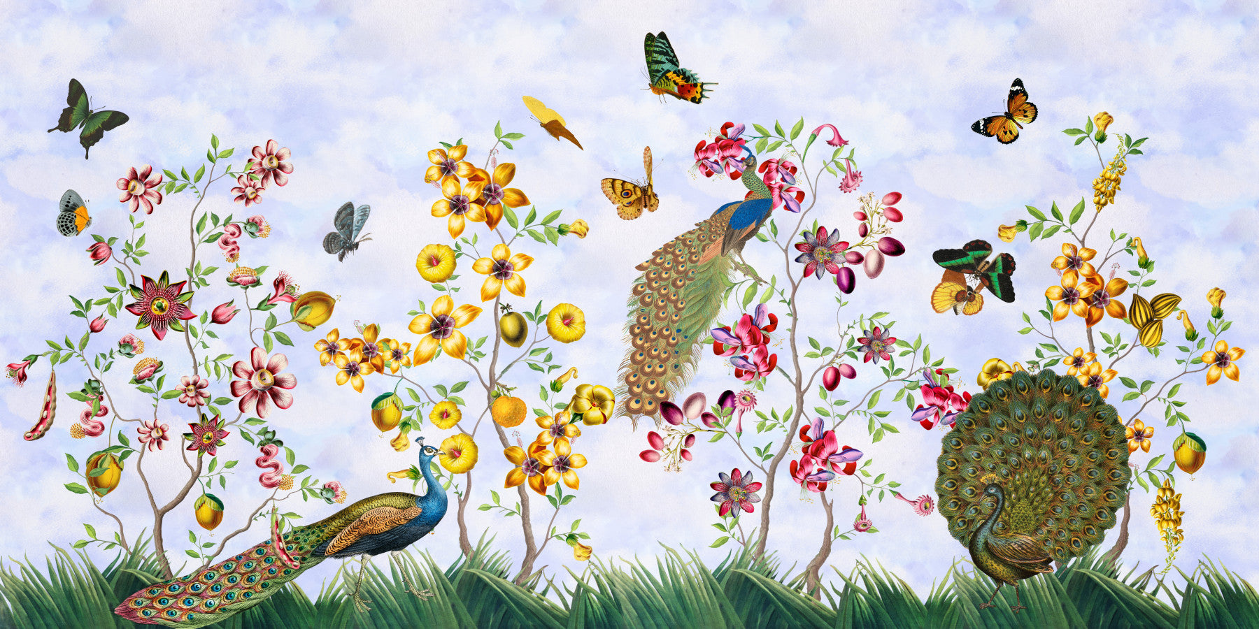 Peacocks vintage enchantés murale murale du jardin