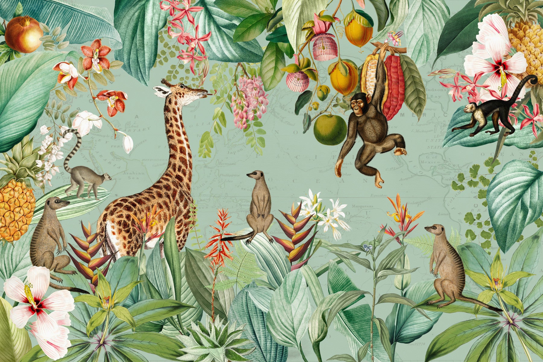 Mural de mur d'expédition vintage tropical in your room — zoomed