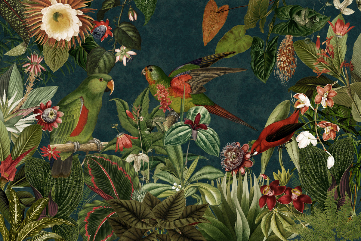 Secret Vintage Garden of the Tropics Wall Mural in your room — zoomed