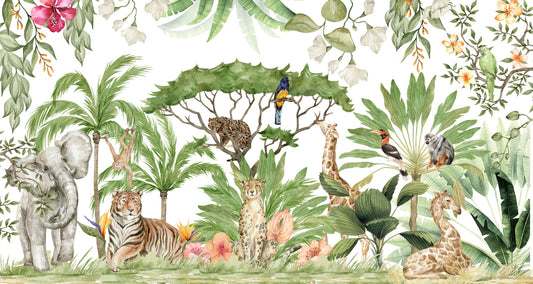 Aquarell -Wildtier -Oasis -Wandgemälde