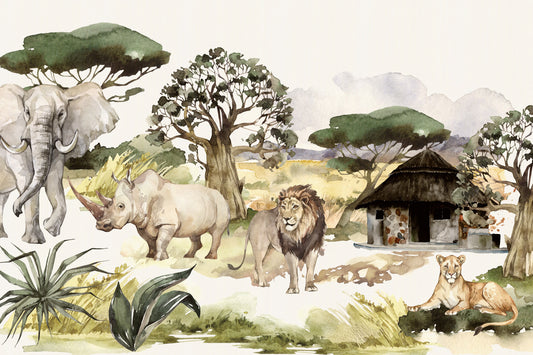 Afrikanische Wildtier -Aquarellwand Wandgemälde