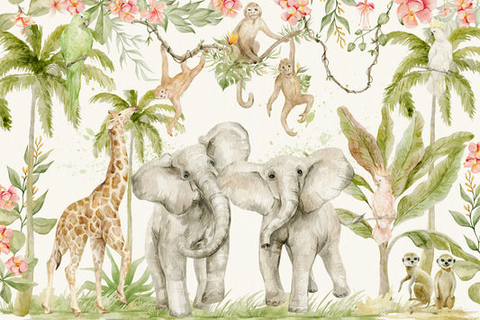 Tropical Wildlife Paradise Wall Mural